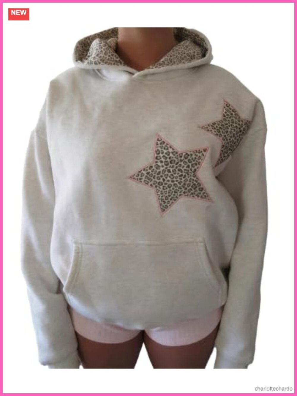 Oversized Y2K Leopard Print Star Graphic Hoodie Pullover Sweatshirt